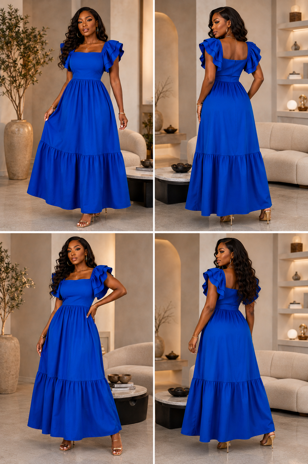 Tiered Square Neck Maxi Dress